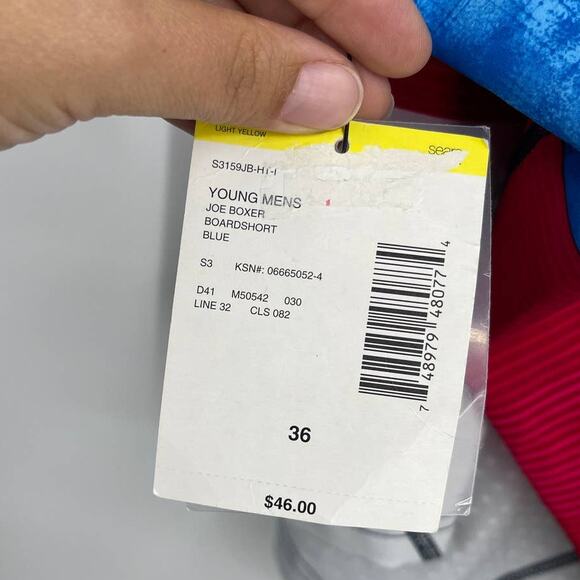 Joe Boxer Young Mens Blue Red White Board Shorts Swim Trunks NEW Size 36 - Picture 6 of 10